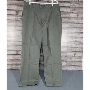 Mens Dockers Pants Olive Green Relaxed Fit Flat Front Size 38x29 100% Cotton